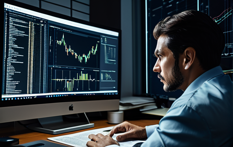 블록체인 트랜잭션 분석 - ** A detective meticulously examining blockchain transaction data on a computer screen, in a dimly l...