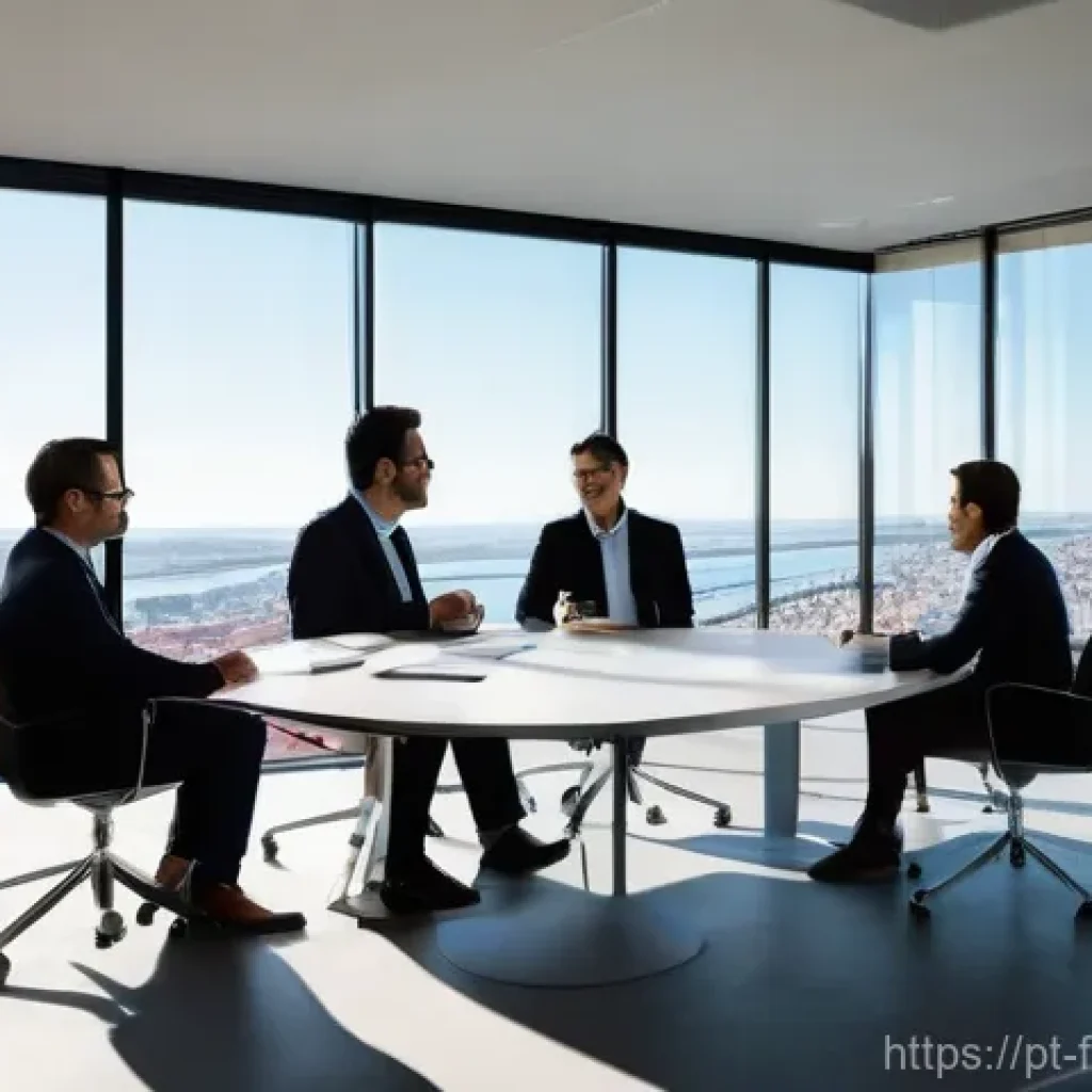 AI 기술을 활용한 시장 예측 - **Prompt:** "A panoramic, sun-drenched modern office space in Lisbon, overlooking the iconic 25 de A...