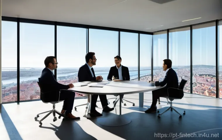 AI 기술을 활용한 시장 예측 - **Prompt:** "A panoramic, sun-drenched modern office space in Lisbon, overlooking the iconic 25 de A...